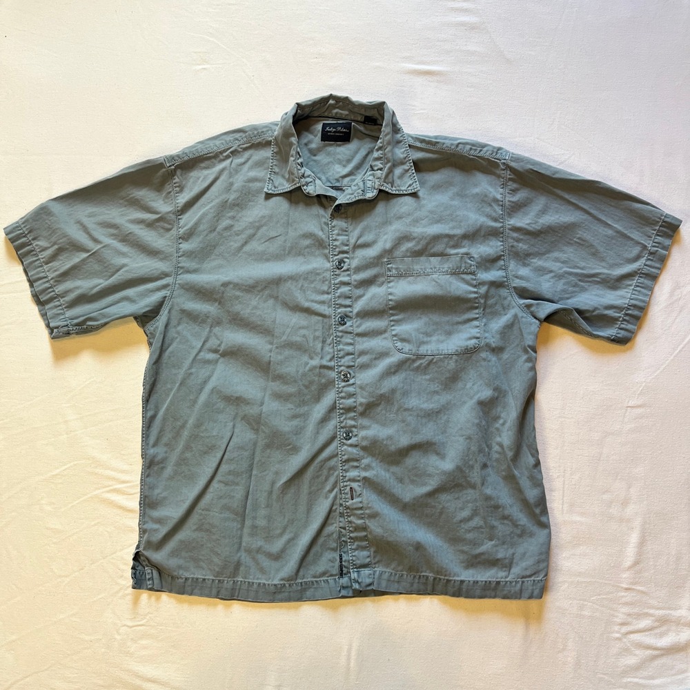 Indigo Palms Denim Company Short Sleeve Button Down Men Large Blue 100% Cotton - Picture 1 of 10